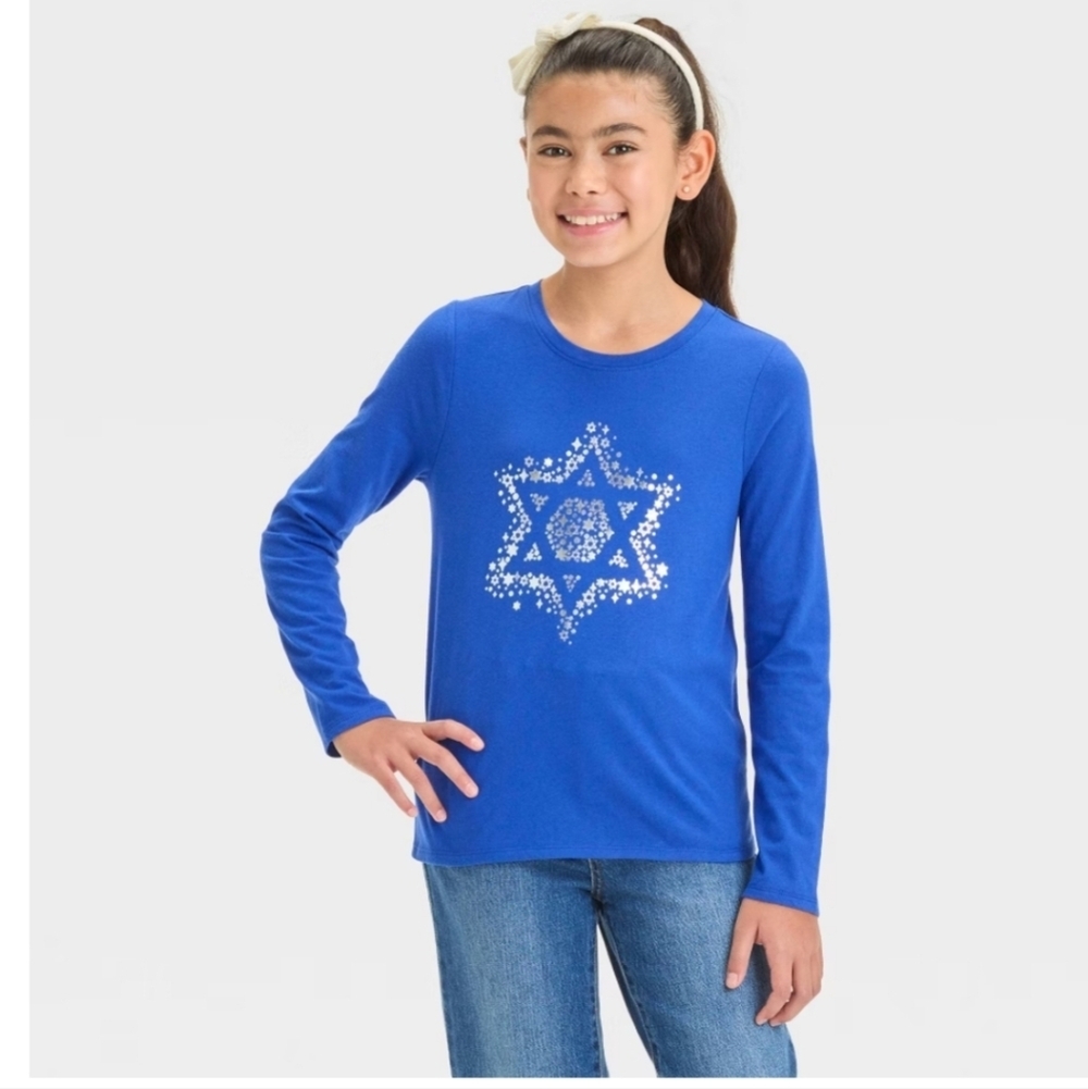Girl's Hanukkah Leggings & Star Hanukkah Long Sleeve T-Shirt - Cat & Jack - L